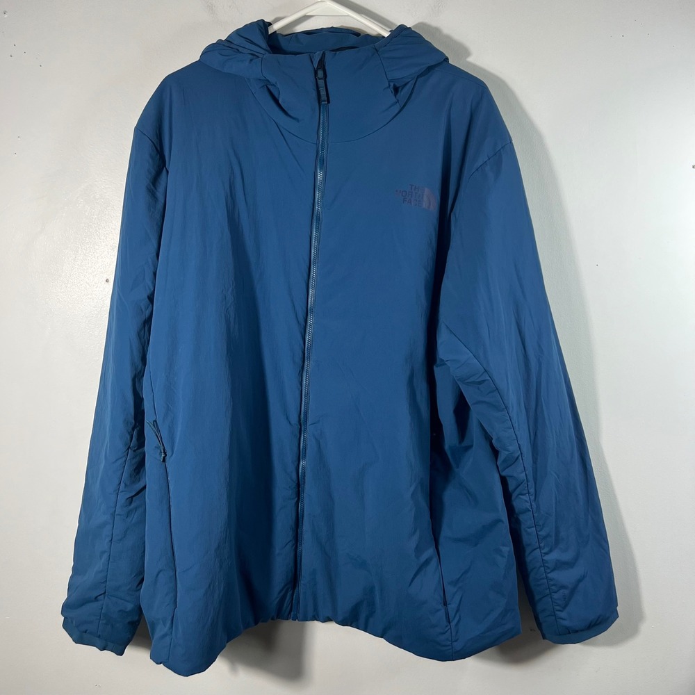 Mens The North Face Soft Shell Insulated Hooded Zip Jacket Teal Blue 2XL